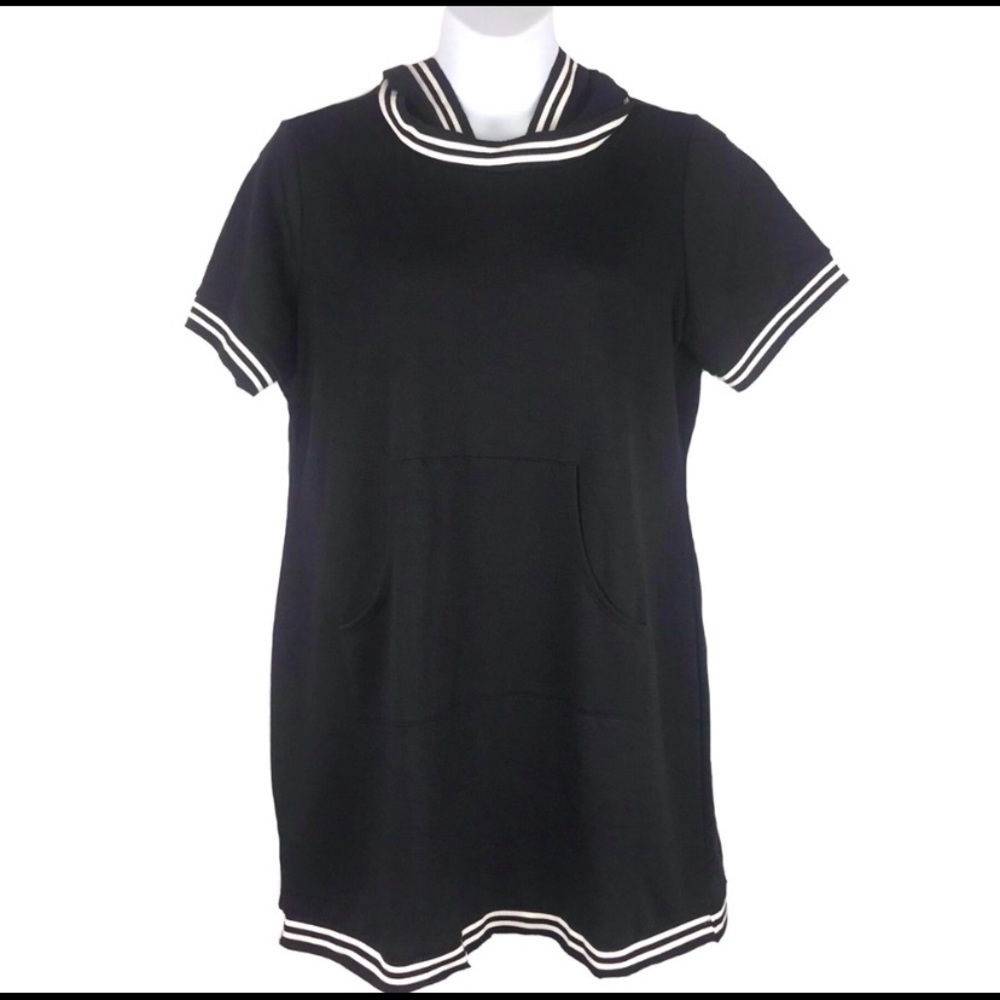 BAKU Black Hooded Sweatshirt Sport Dress